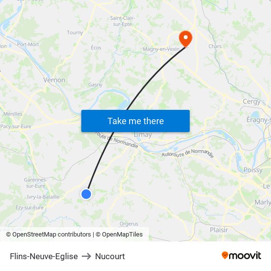 Flins-Neuve-Eglise to Nucourt map