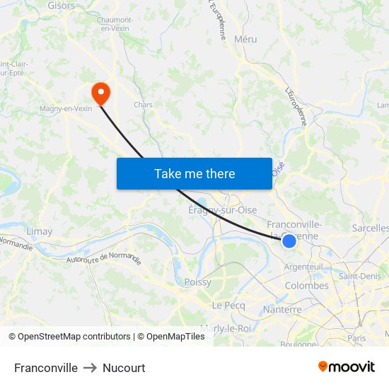 Franconville to Nucourt map