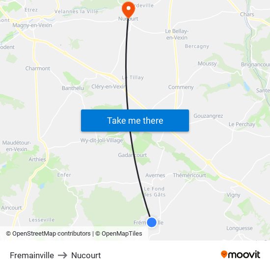 Fremainville to Nucourt map