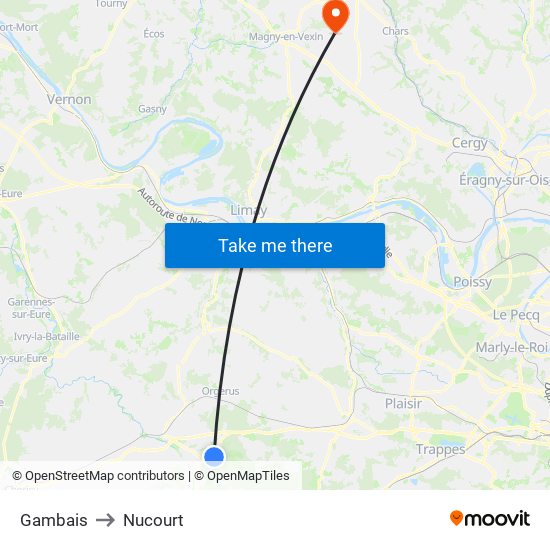 Gambais to Nucourt map