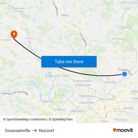 Goussainville to Nucourt map