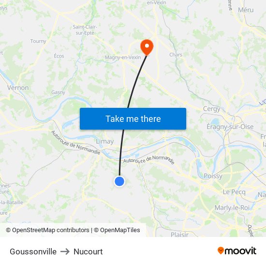 Goussonville to Nucourt map