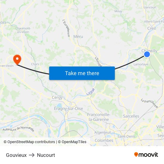 Gouvieux to Nucourt map