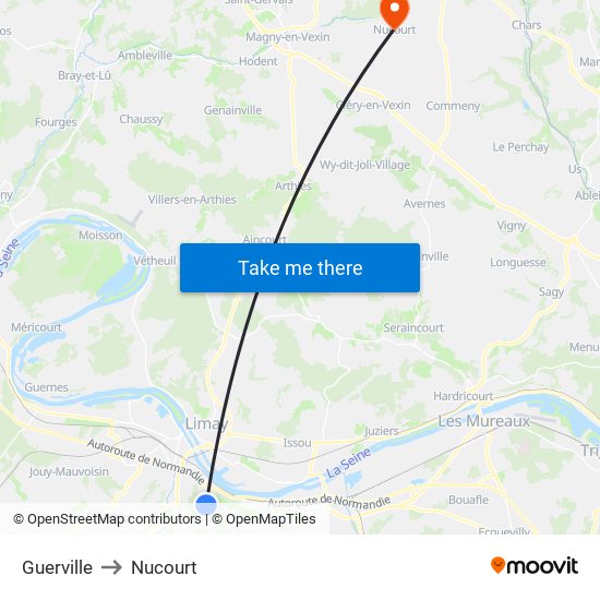 Guerville to Nucourt map