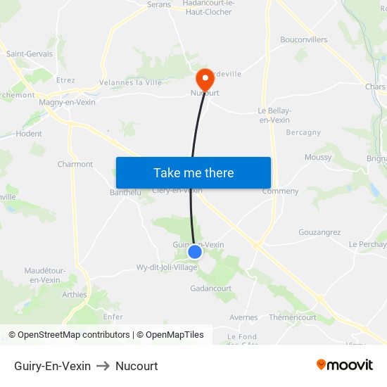 Guiry-En-Vexin to Nucourt map