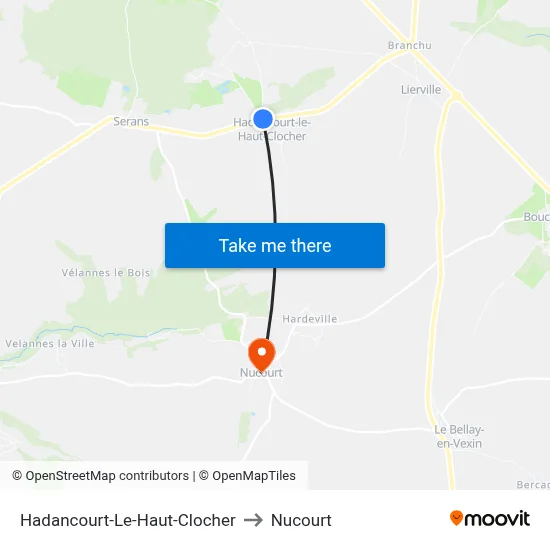 Hadancourt-Le-Haut-Clocher to Nucourt map