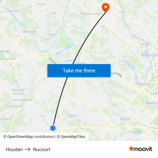 Houdan to Nucourt map