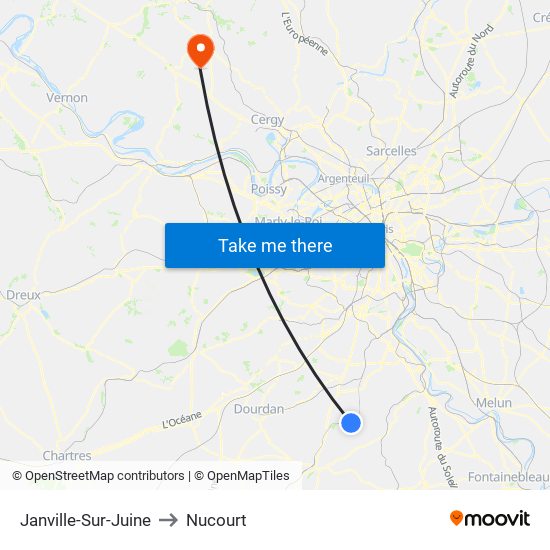 Janville-Sur-Juine to Nucourt map