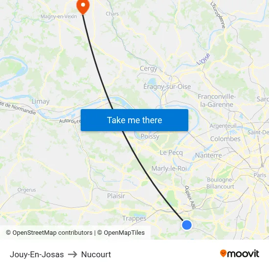 Jouy-En-Josas to Nucourt map