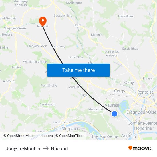 Jouy-Le-Moutier to Nucourt map