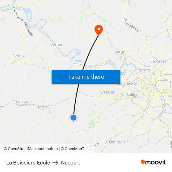 La Boissiere-Ecole to Nucourt map