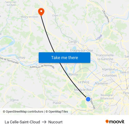 La Celle-Saint-Cloud to Nucourt map