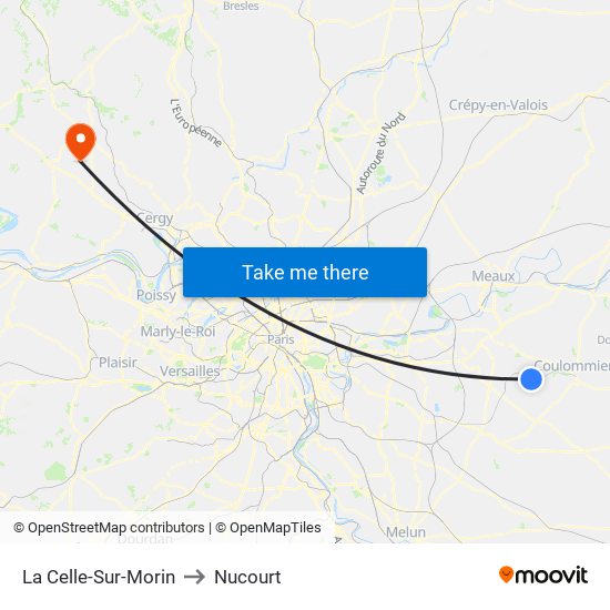 La Celle-Sur-Morin to Nucourt map
