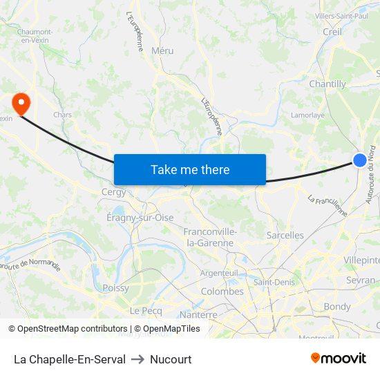 La Chapelle-En-Serval to Nucourt map