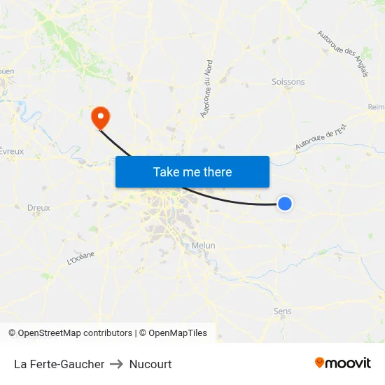 La Ferte-Gaucher to Nucourt map