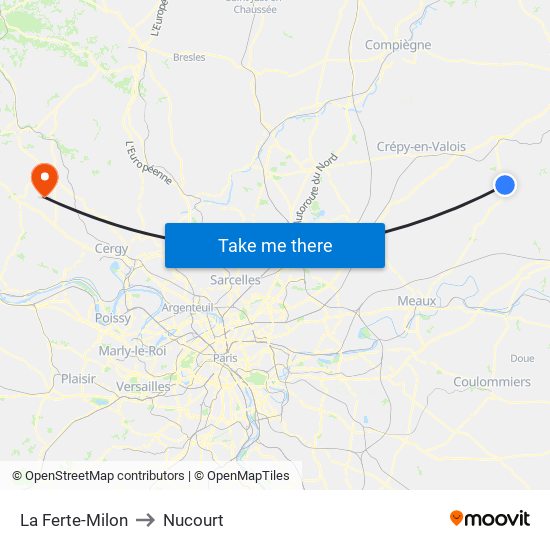 La Ferte-Milon to Nucourt map