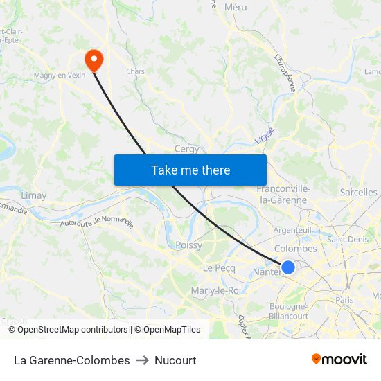 La Garenne-Colombes to Nucourt map