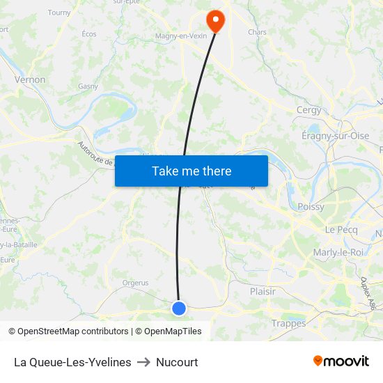 La Queue-Les-Yvelines to Nucourt map