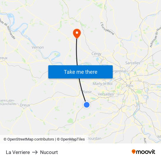 La Verriere to Nucourt map