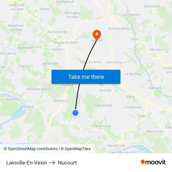 Lainville-En-Vexin to Nucourt map