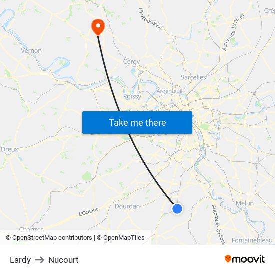 Lardy to Nucourt map