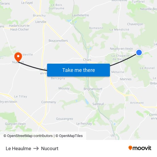 Le Heaulme to Nucourt map