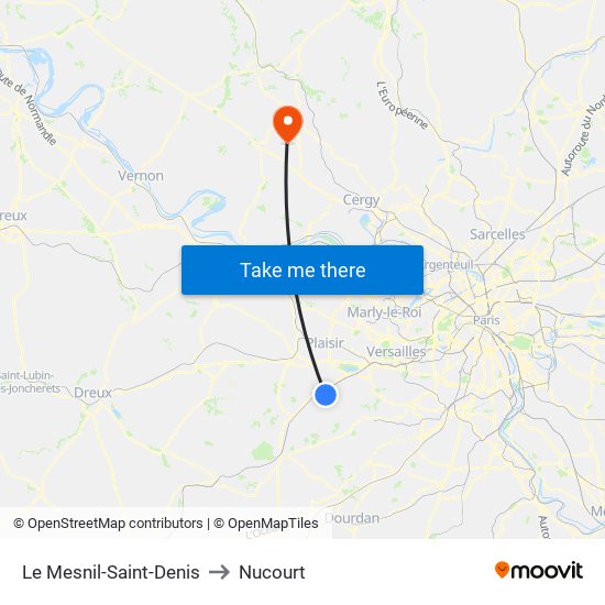 Le Mesnil-Saint-Denis to Nucourt map