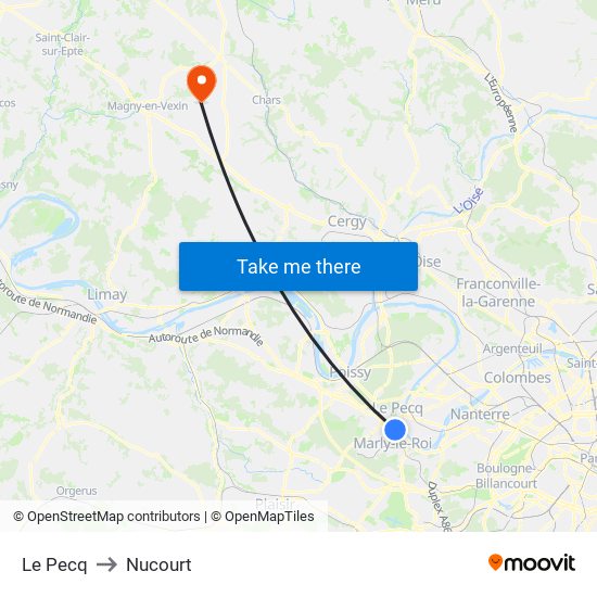 Le Pecq to Nucourt map