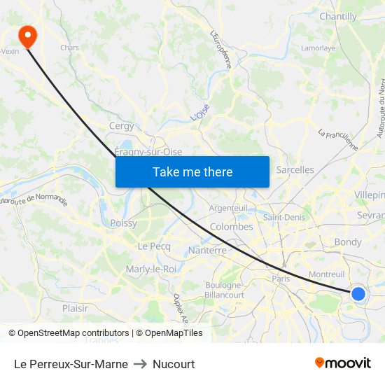 Le Perreux-Sur-Marne to Nucourt map