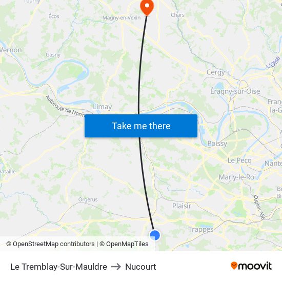 Le Tremblay-Sur-Mauldre to Nucourt map