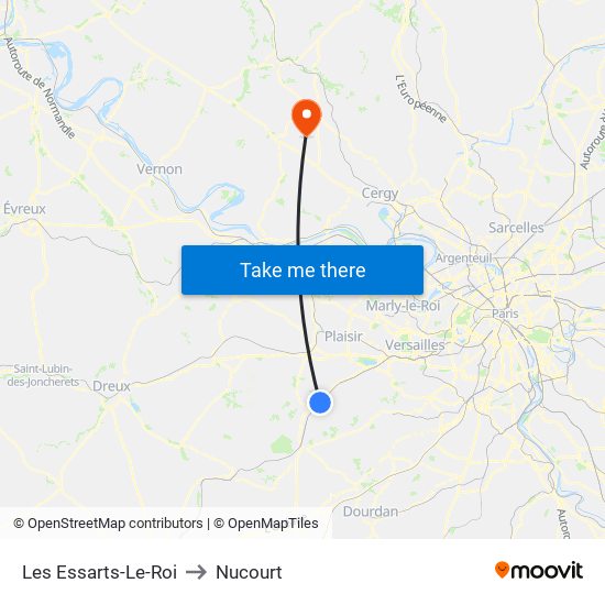 Les Essarts-Le-Roi to Nucourt map