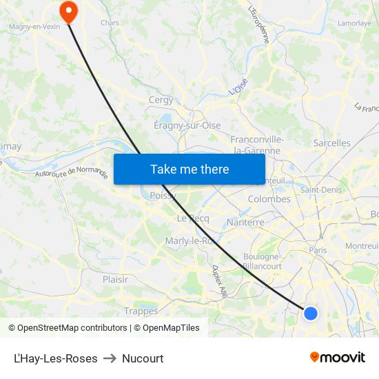 L'Hay-Les-Roses to Nucourt map
