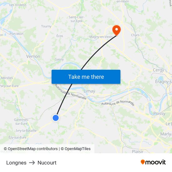 Longnes to Nucourt map