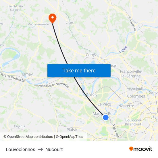 Louveciennes to Nucourt map