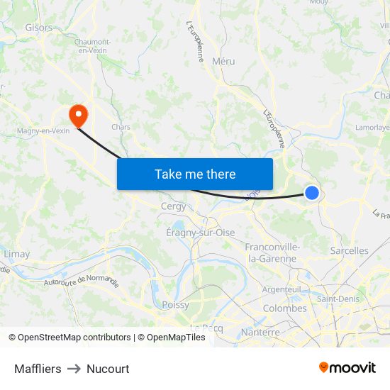 Maffliers to Nucourt map