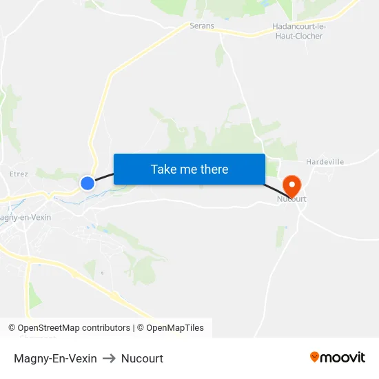 Magny-En-Vexin to Nucourt map