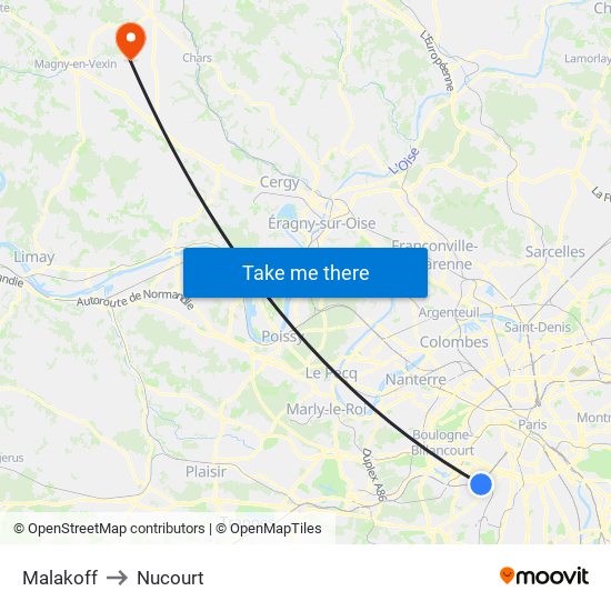 Malakoff to Nucourt map