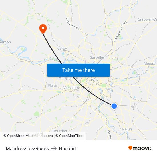 Mandres-Les-Roses to Nucourt map