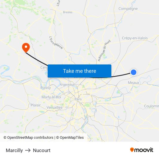 Marcilly to Nucourt map