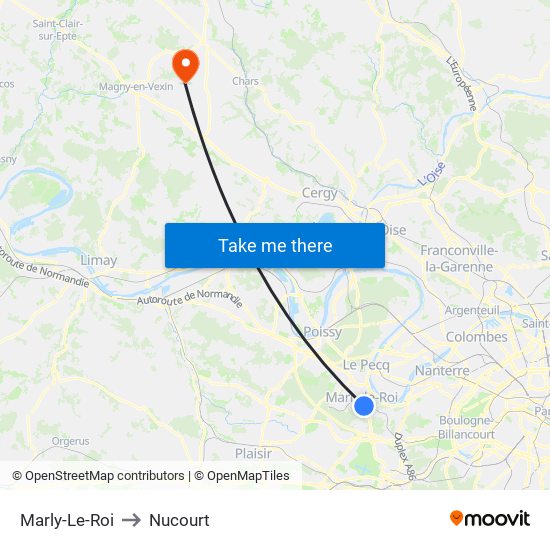 Marly-Le-Roi to Nucourt map
