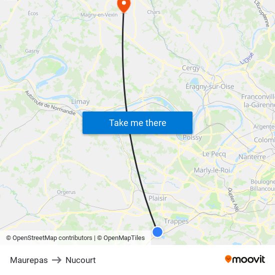 Maurepas to Nucourt map