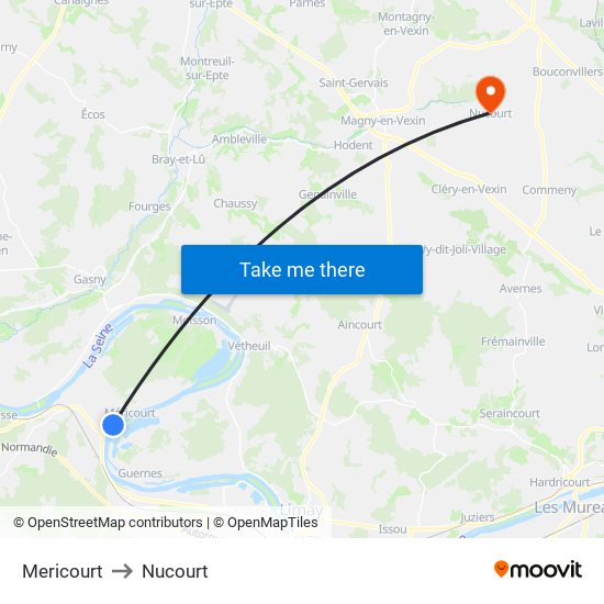 Mericourt to Nucourt map