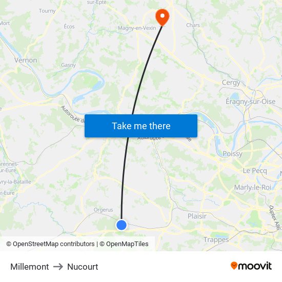 Millemont to Nucourt map