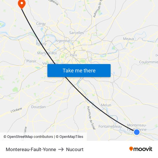 Montereau-Fault-Yonne to Nucourt map