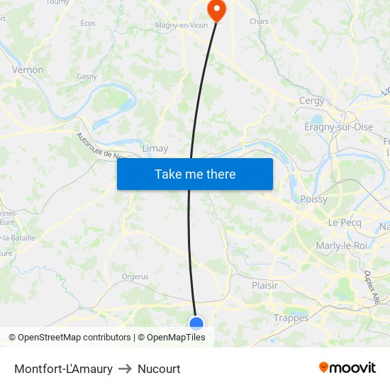 Montfort-L'Amaury to Nucourt map
