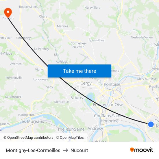 Montigny-Les-Cormeilles to Nucourt map