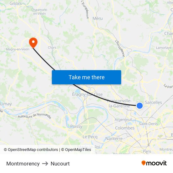 Montmorency to Nucourt map
