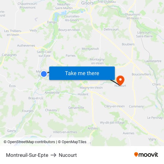 Montreuil-Sur-Epte to Nucourt map