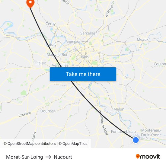 Moret-Sur-Loing to Nucourt map