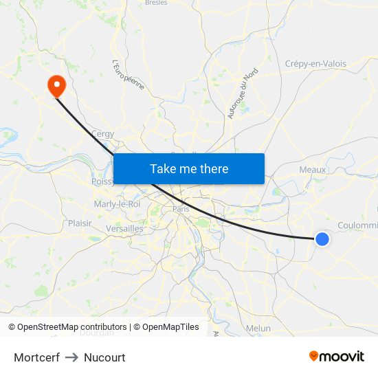 Mortcerf to Nucourt map